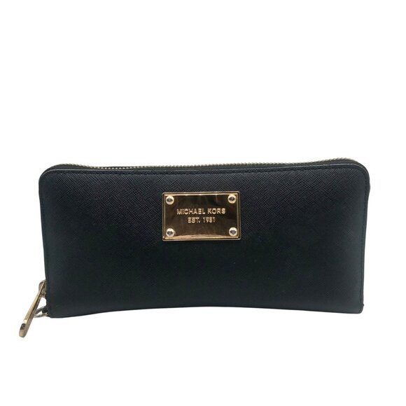 Michael Kors Black Continental Saffiano Leather Wallet